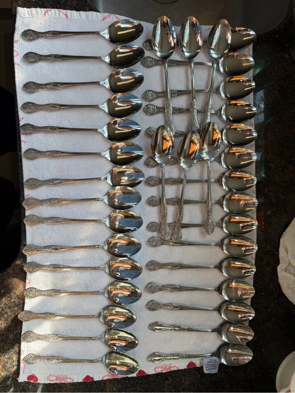 Beautiful 36 piece vintage National Stainless Steel spoon collection made Korea
